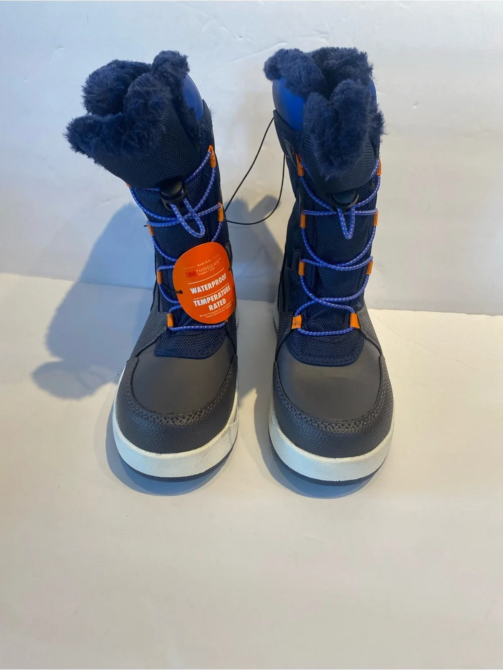 Ozark Trail Kids Navy and Orange Waterproof Snow Boots